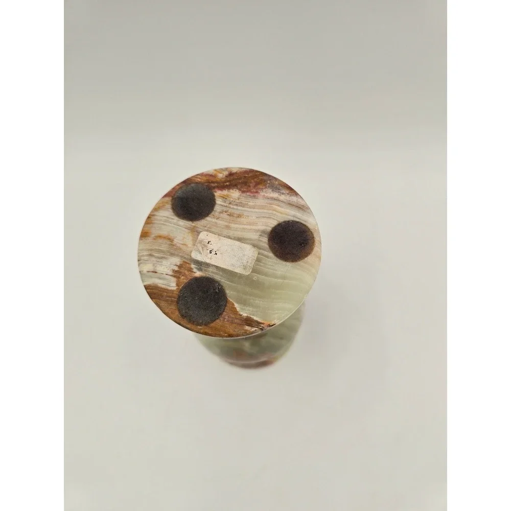 Vintage Onyx Bud Vase‎ Natural Banded Brown Stone 6 Inch Decor
